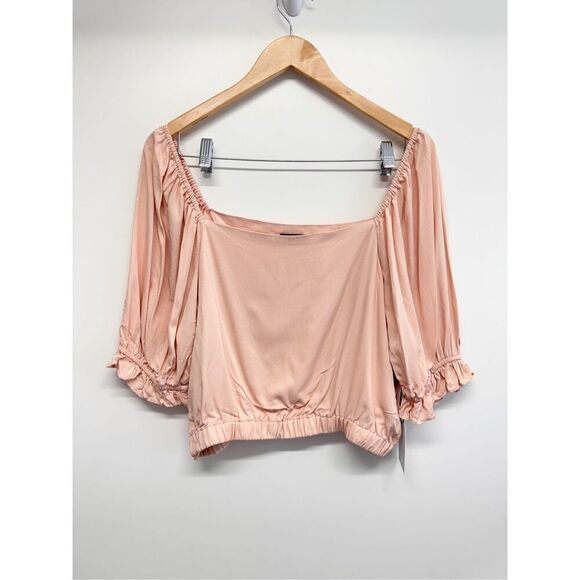 1. State Square Neck Puff Sleeve Size Large Cropped Top Spanish Villa NWT - Picture 2 of 10